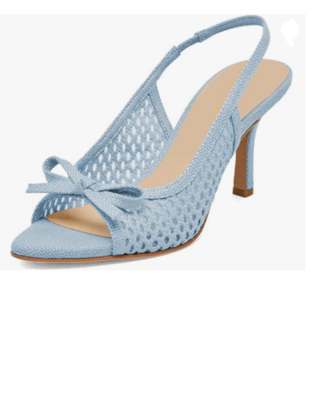XYD Blue Open Toe Bowknot Slingback Sandals Woven High Heels Openwork Shoes